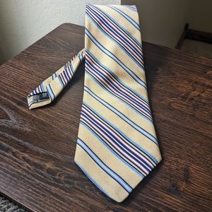 Robert Talbott Best of Class Yellow Blue Pink Striped Men's Silk Necktie